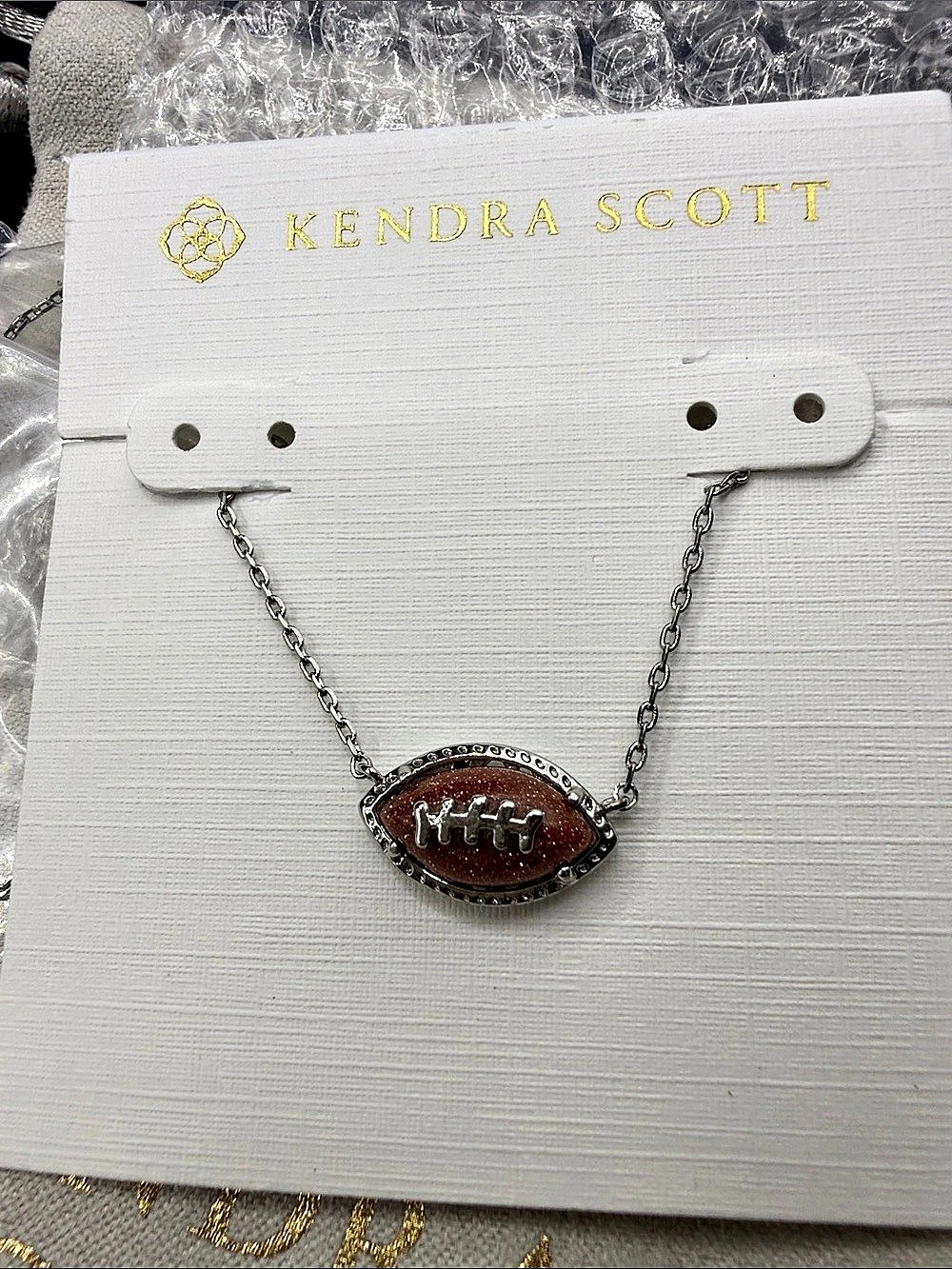 Kendra Scott Football Silver Short Pendant Necklace